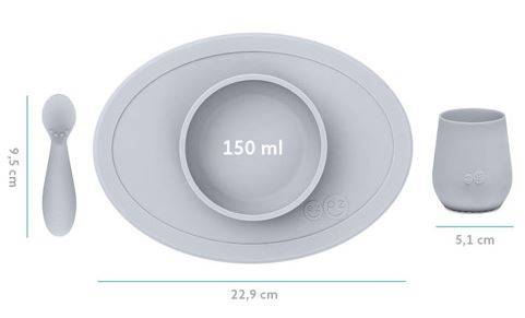 EZPZ First Foods Set silikona neslīdošo trauku komplekts - gaiši pelēks EZPZ First Foods Set silikona neslīdošo trauku komplekts - gaiši pelēks