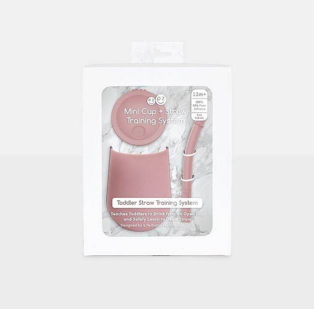 EZPZ Mini Cup+Straw Training System silikona krūzīte ar salmiņu gaiši rozā EZPZ Mini Cup+Straw Training System silikona krūzīte ar salmiņu gaiši rozā