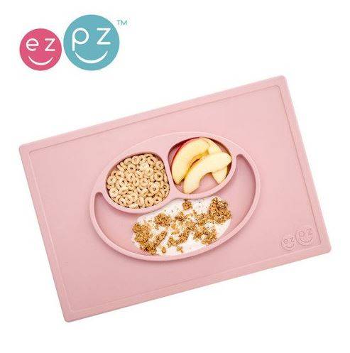 EZPZ The Happy Mat silikona neslīdošais šķīvis+paplāte - rozā