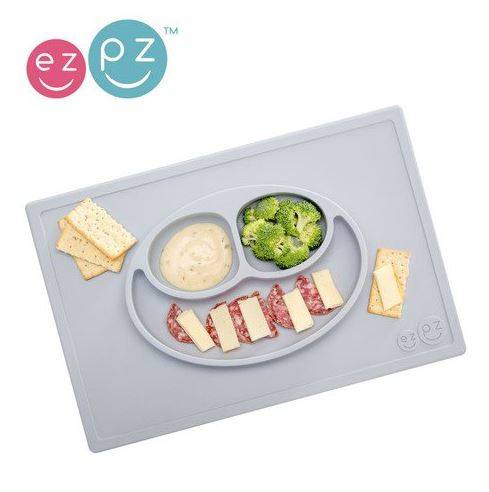 EZPZ The Happy Mat silikona neslīdošais šķīvis+paplāte - gaiši pelēks EZPZ The Happy Mat silikona neslīdošais šķīvis+paplāte - gaiši pelēks