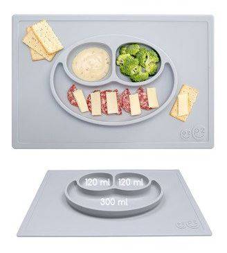 EZPZ The Happy Mat silikona neslīdošais šķīvis+paplāte - gaiši pelēks EZPZ The Happy Mat silikona neslīdošais šķīvis+paplāte - gaiši pelēks