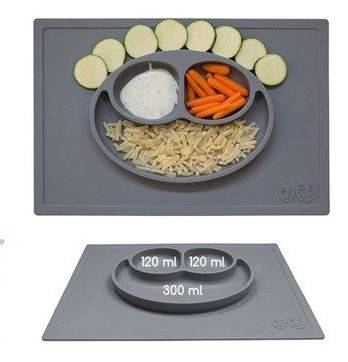 EZPZ The Happy Mat silikona neslīdošais šķīvis+paplāte - tumši pelēks EZPZ The Happy Mat silikona neslīdošais šķīvis+paplāte - tumši pelēks