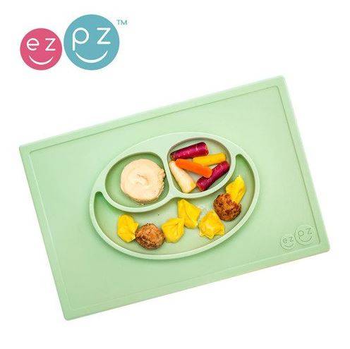 EZPZ The Happy Mat silikona neslīdošais šķīvis+paplāte - gaiši zaļš