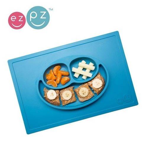 EZPZ The Happy Mat silikona neslīdošais šķīvis+paplāte - zils EZPZ The Happy Mat silikona neslīdošais šķīvis+paplāte - zils