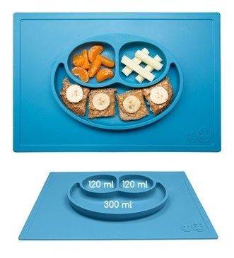 EZPZ The Happy Mat silikona neslīdošais šķīvis+paplāte - zils EZPZ The Happy Mat silikona neslīdošais šķīvis+paplāte - zils