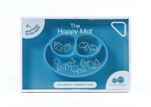EZPZ The Happy Mat silikona neslīdošais šķīvis+paplāte - zils EZPZ The Happy Mat silikona neslīdošais šķīvis+paplāte - zils