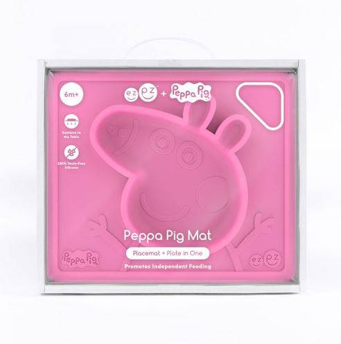 EZPZ The Peppa Pig silikona neslīdošais šķīvis+paplāte - rozā ar cūciņu Peppu