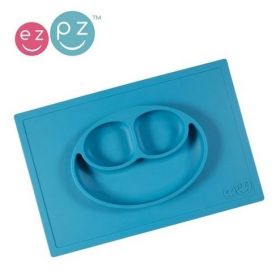EZPZ The Happy Mat silikona neslīdošais šķīvis+paplāte - zils