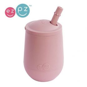EZPZ Mini Cup+Straw Training System silikona krūzīte ar salmiņu gaiši rozā