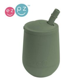 EZPZ Mini Cup+Straw Training System silikona krūzīte ar salmiņu tumši zaļa