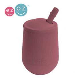 EZPZ Mini Cup+Straw Training System silikona krūzīte ar salmiņu bordo sarkana