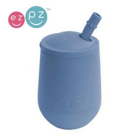 EZPZ Mini Cup+Straw Training System silikona krūzīte ar salmiņu tumši zila
