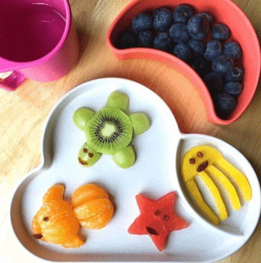 Bambusa komplekts bērna maltītei, Mākonītis rozā/oranžs