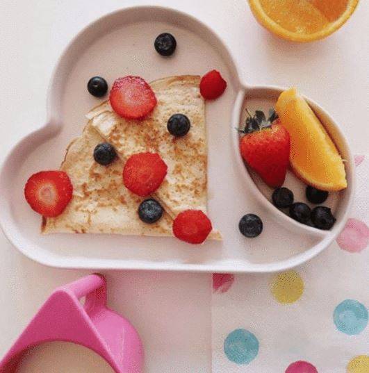 Bambusa komplekts bērna maltītei, Mākonītis rozā/oranžs