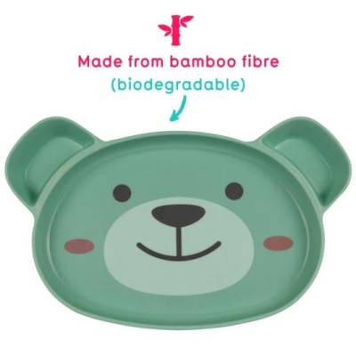 Bambusa plate jautrākai ēšanai ar lācīti Borisu
