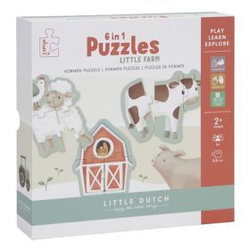 Little Dutch 6 in 1 puzzles Little Farm komplekts ar 6 puzlēm