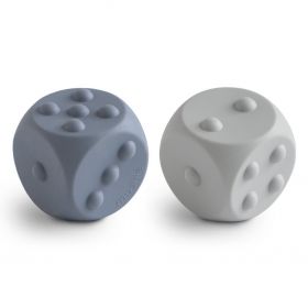 Mushie Dice Press Toy 2-pack - Tradewinds/Stone silikona metamie rotaļu kauliņi
