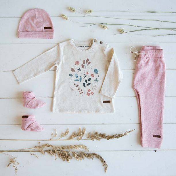 Little Dutch Baby trousers Pink melange rozā bikses 56.izmērs