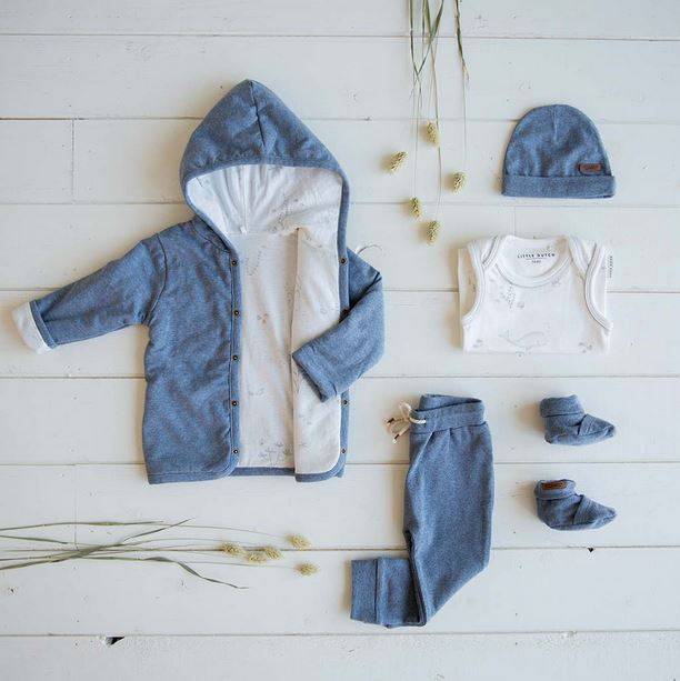 Little Dutch Baby Booties Blue Melange zili zābaciņi 17/18.izm.