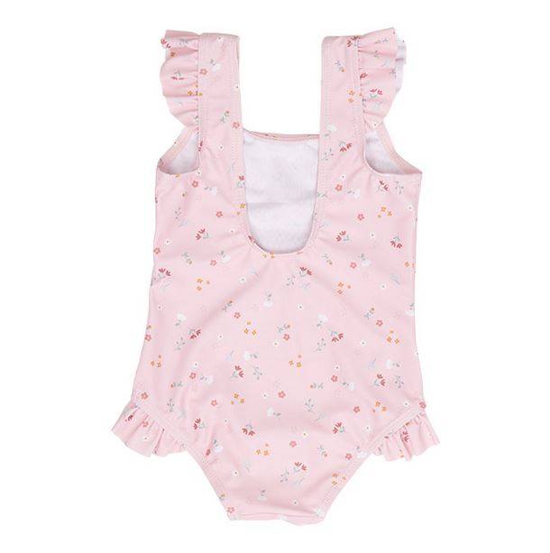 Little Dutch Bathsuit ruffles Little Pink Flowers rozā volānu peldkostīms ar UV aizsardzību 98/104 izm.