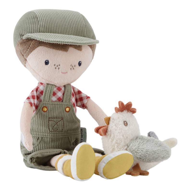 Little Dutch cuddle doll farmer Jim with chicken 35 cm Little Farm mīkstā lellīte fermeris Džims ar vistiņu Little Dutch cuddle doll farmer Jim with chicken 35 cm Little Farm mīkstā lellīte fermeris Džims ar vistiņu