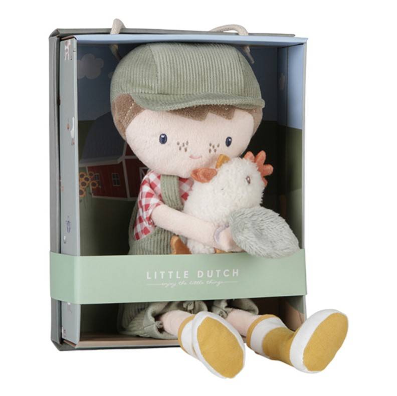 Little Dutch cuddle doll farmer Jim with chicken 35 cm Little Farm mīkstā lellīte fermeris Džims ar vistiņu Little Dutch cuddle doll farmer Jim with chicken 35 cm Little Farm mīkstā lellīte fermeris Džims ar vistiņu