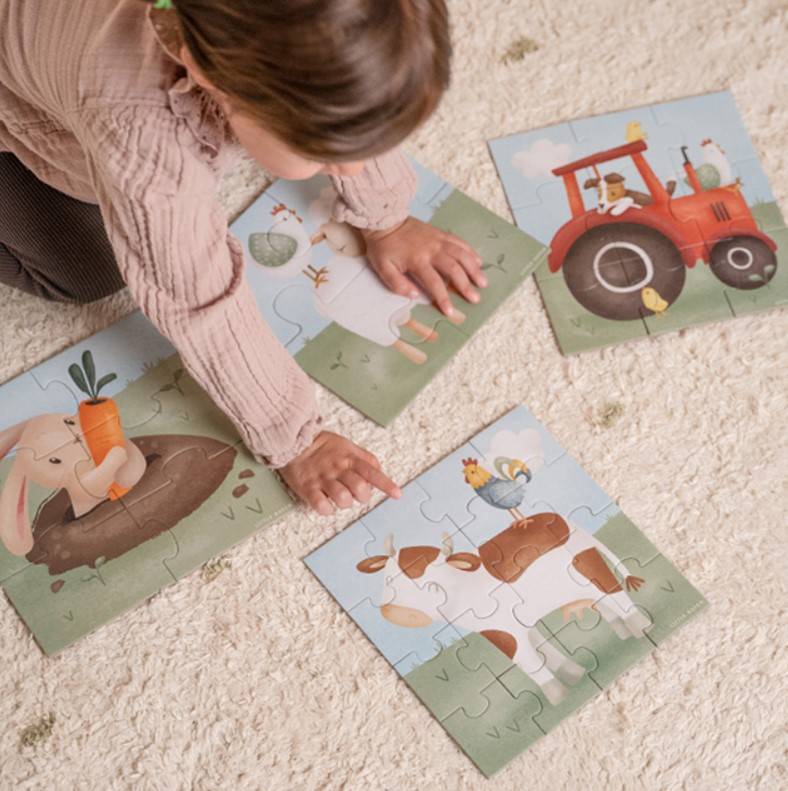 Little Dutch 4 in 1 puzzles Little Farm komplekts ar 4 puzlēm