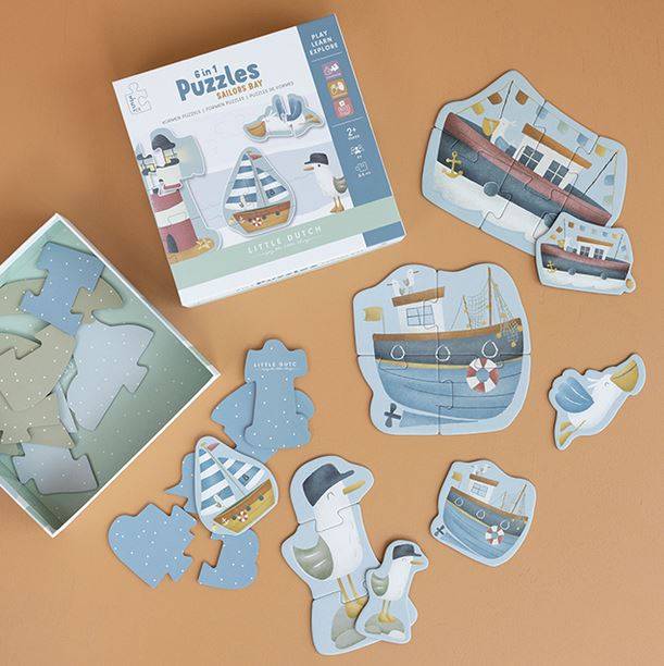 Little Dutch 6 in 1 Puzzles Sailors Bay komplekts ar 6 puzlēm Little Dutch 6 in 1 Puzzles Sailors Bay komplekts ar 6 puzlēm