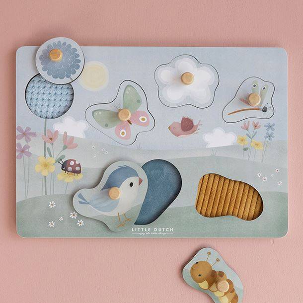 Little Dutch Tactile puzzle Flowers & Butterflies FSC taktilā taustes puzle