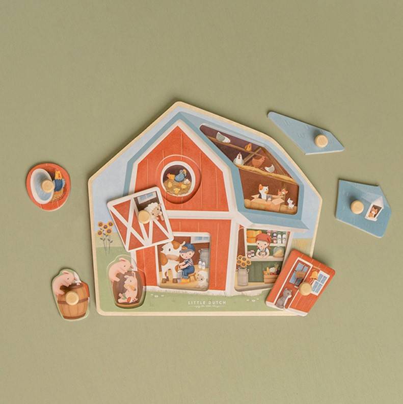 Little Dutch wooden puzzle Little Farm FSC koka puzle