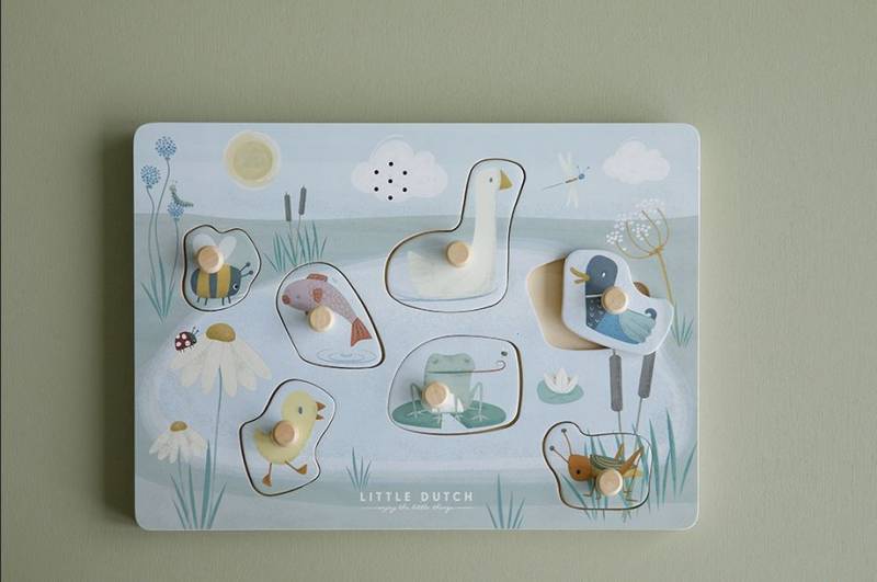 Little Dutch Wooden Sound Puzzle Little Goose FSC puzle ar skaņas efektiem Little Dutch Wooden Sound Puzzle Little Goose FSC puzle ar skaņas efektiem