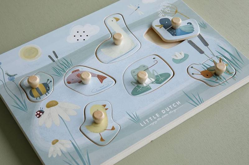 Little Dutch Wooden Sound Puzzle Little Goose FSC puzle ar skaņas efektiem Little Dutch Wooden Sound Puzzle Little Goose FSC puzle ar skaņas efektiem
