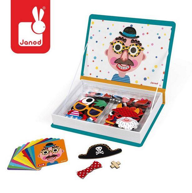 Janod Magnetic Book Crazy faces magnētiskā grāmata - jautrās sejas