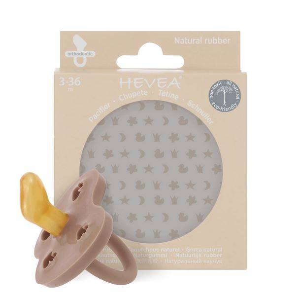 Hevea Pacifier - Tan Beige dabīgā kaučuka knupītis bēšs 3-36 mēn. šķelts Hevea Pacifier - Tan Beige dabīgā kaučuka knupītis bēšs 3-36 mēn. šķelts