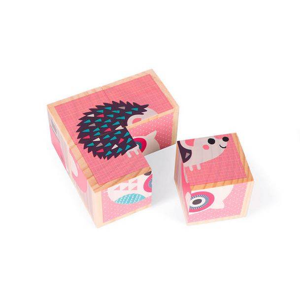 Janod Wooden blocks Puzzle 6in1 Animals koka klucīšu puzle Janod Wooden blocks Puzzle 6in1 Animals koka klucīšu puzle