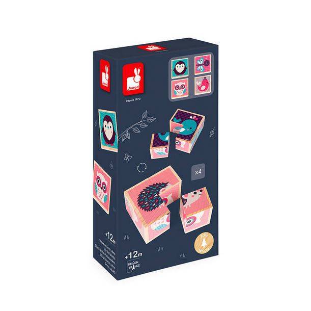 Janod Wooden blocks Puzzle 6in1 Animals koka klucīšu puzle Janod Wooden blocks Puzzle 6in1 Animals koka klucīšu puzle