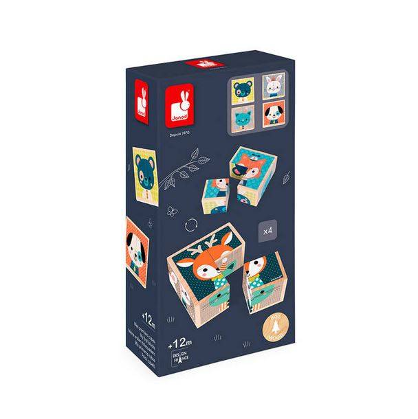 Janod Wooden blocks Puzzle 6in1 Forest koka klucīšu puzle