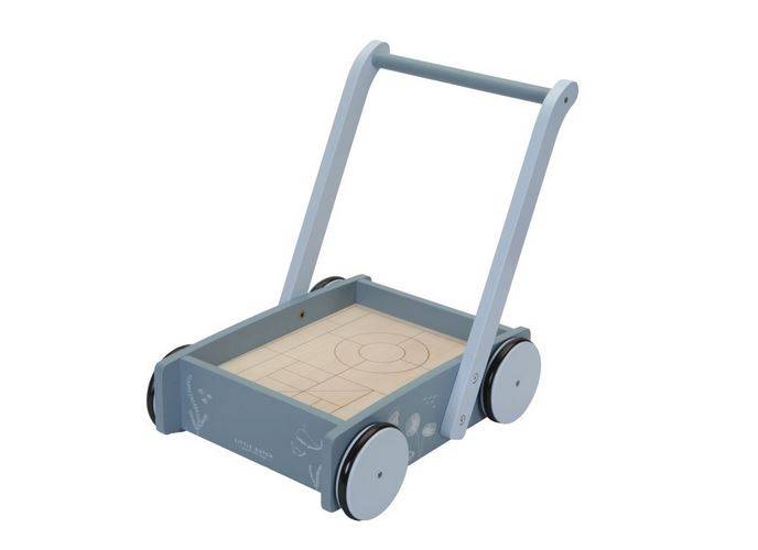 Little Dutch Block Trolley Ocean koka ratiņi zili Little Dutch Block Trolley Ocean koka ratiņi zili