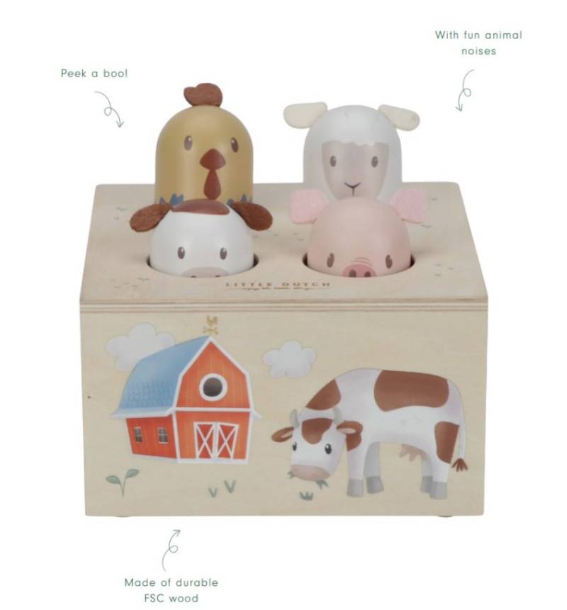 Little Dutch Pop-up toy Little Farm FSC interaktīvā rotaļlieta Little Dutch Pop-up toy Little Farm FSC interaktīvā rotaļlieta