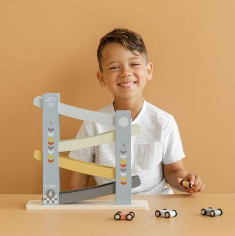 Little Dutch Ramp Racer cars koka sacīkšu trase zila