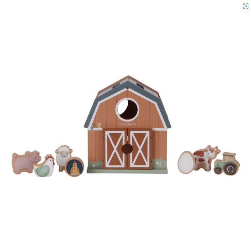 Little Dutch Shape Sorter Little Farm FSC koka formiņu šķirotājs