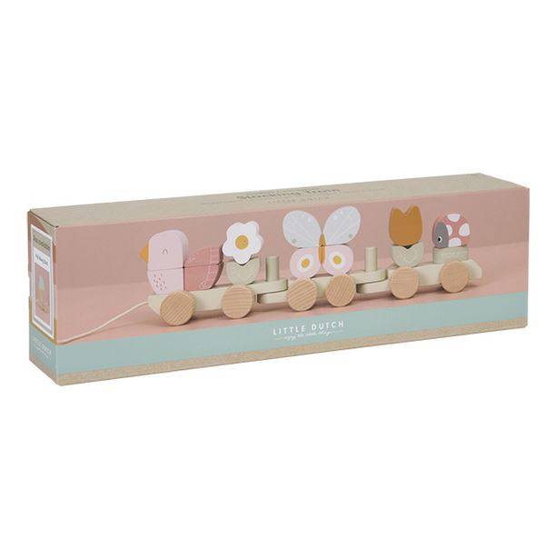 Little Dutch Stacking Train Flowers & Butterflies koka vilciens Little Dutch Stacking Train Flowers & Butterflies koka vilciens