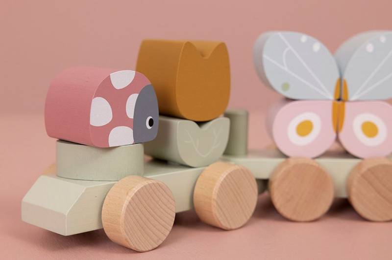 Little Dutch Stacking Train Flowers & Butterflies koka vilciens Little Dutch Stacking Train Flowers & Butterflies koka vilciens