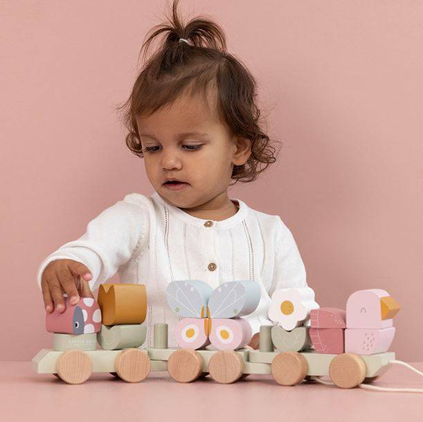 Little Dutch Stacking Train Flowers & Butterflies koka vilciens Little Dutch Stacking Train Flowers & Butterflies koka vilciens