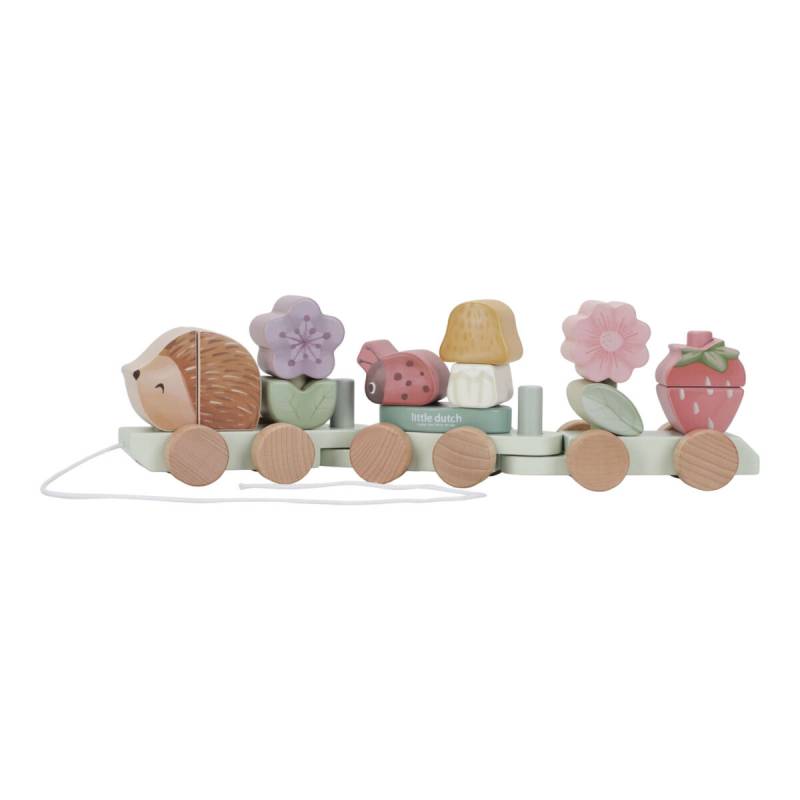 Little Dutch Stacking Train Hedgehog Fairy Garden koka vilciens