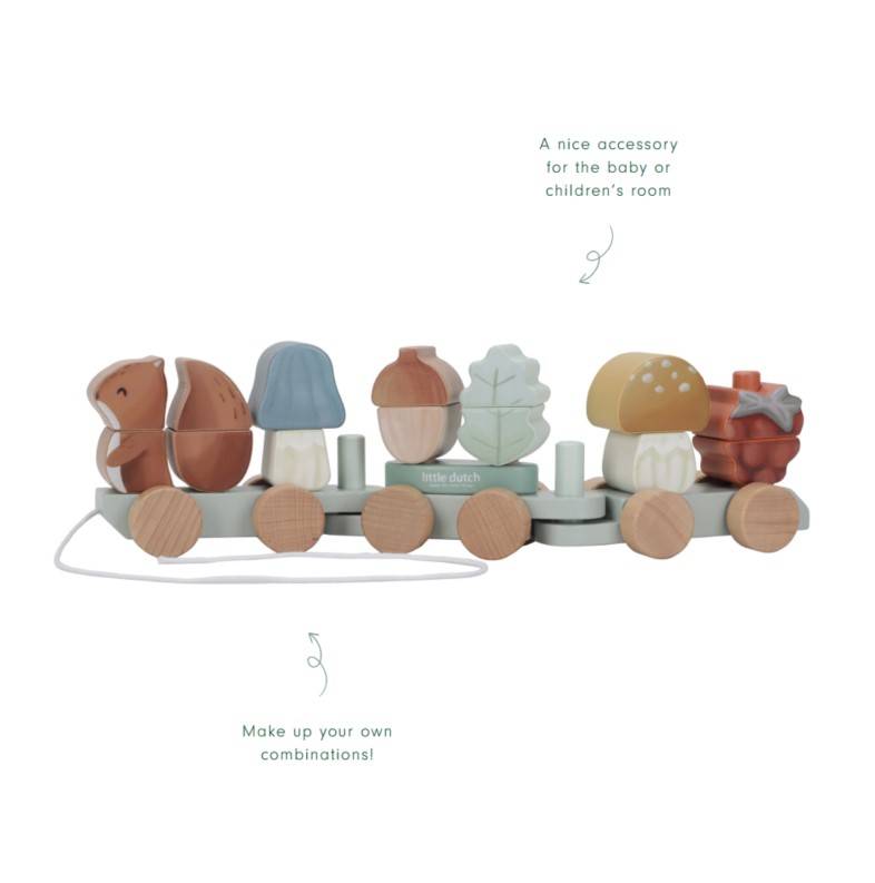 Little Dutch Stacking Train Squirrel Forest Friends koka vilciens