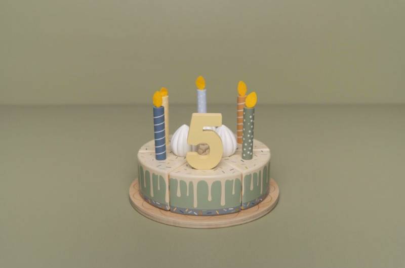 Little Dutch wooden birthday cake blue FSC koka dzimšanas diena kūka ar cipariem un dekorējumiem Little Dutch wooden birthday cake blue FSC koka dzimšanas diena kūka ar cipariem un dekorējumiem