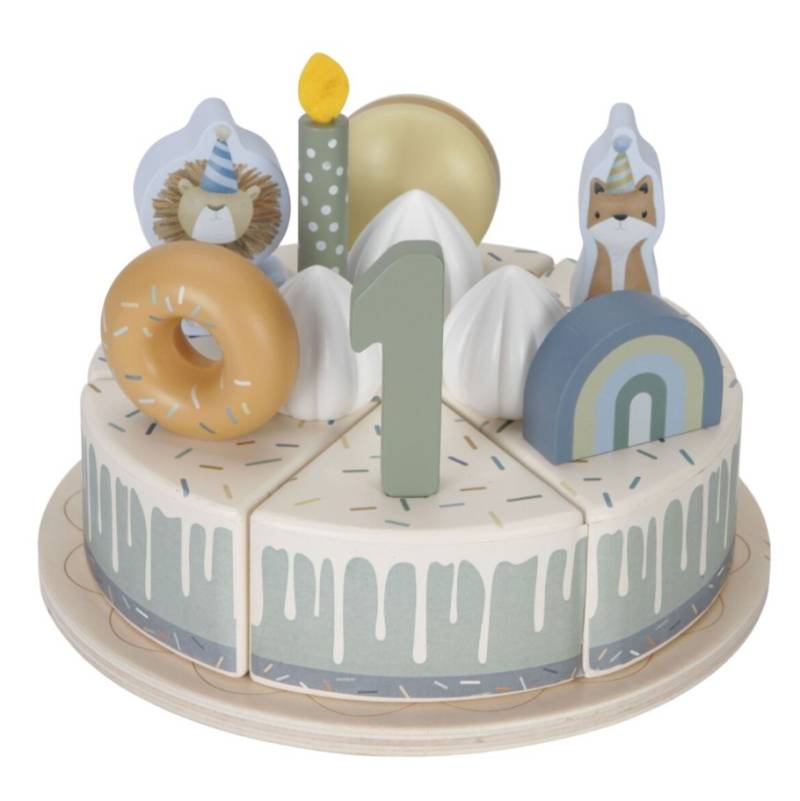 Little Dutch wooden birthday cake blue FSC koka dzimšanas diena kūka ar cipariem un dekorējumiem Little Dutch wooden birthday cake blue FSC koka dzimšanas diena kūka ar cipariem un dekorējumiem