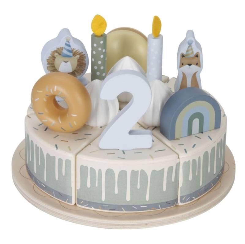 Little Dutch wooden birthday cake blue FSC koka dzimšanas diena kūka ar cipariem un dekorējumiem Little Dutch wooden birthday cake blue FSC koka dzimšanas diena kūka ar cipariem un dekorējumiem