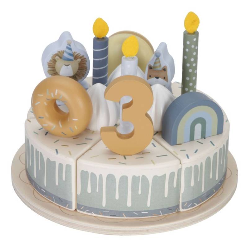 Little Dutch wooden birthday cake blue FSC koka dzimšanas diena kūka ar cipariem un dekorējumiem Little Dutch wooden birthday cake blue FSC koka dzimšanas diena kūka ar cipariem un dekorējumiem